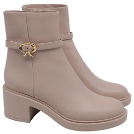 Bota ankle Gianvito Rossi Ribbon Dumont em couro de bezerro nude Marrom Carne