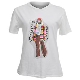 Camiseta impressa The Subversive Stitch em algodão branco da Dior Multicor