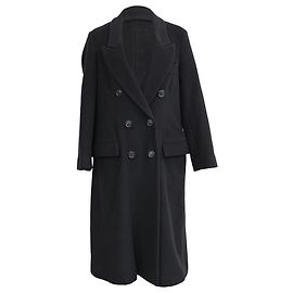 Isabel Marant Double-Breasted Coat with Pockets in Black Wool Black