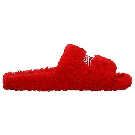 Balenciaga Furry Open Mule in Red Polyester Red