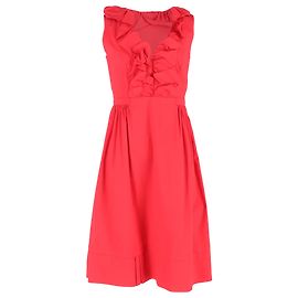 Prada Ruffle Midi Dress in Red Cotton Red