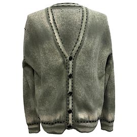 Cardigan en cachemire olive avec impression spray pigmentée Amiri Vert Vert olive