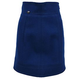 Chanel High-Rise A-Line Mini Skirt in Navy Blue Wool Blue Navy blue