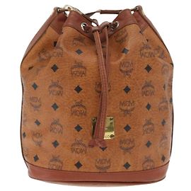 Bolsa de ombro MCM Visetos em lona e couro Marrom