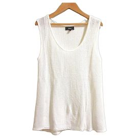 Top in maglia di lino Theory Bianco