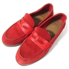 Mocassin en daim Christian Louboutin Rouge