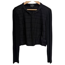 LANVIN COLLECTION Rippstrick-Cardigan mit Band Schwarz