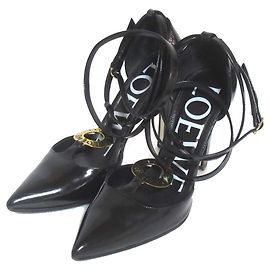 Loewe Patent Leather Pumps Black Golden