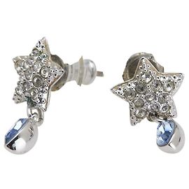 Brincos de pedra com motivo de estrela Swarovski Prata