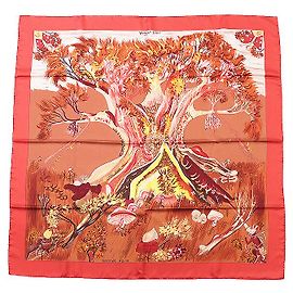 Seidenschal Hermès Carre 90 KUGGOR TREE Rot Andere
