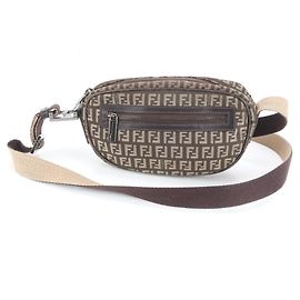 Fendi Zucchino Leather Messenger Shoulder Bag Brown