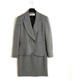 Christian Dior 1990s Jacket Skirt FR38 Haute Couture Grey Ensemble UK10 US8 Grey