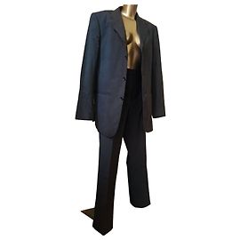 Autre Marque Luca D'Altieri Pinstriped Jacket and Pants Set Black Grey