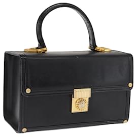 VERSACE Handtasche aus schwarzem und goldenem Leder Auth ka1996 Schwarz Golden