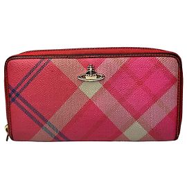 Vintage Vivienne Westwood Leather Checked Wallet Pink Pink