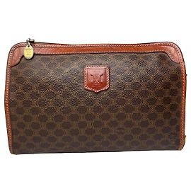 Céline Vintage Celine Paris Monogramm Leder Clutch braun Braun