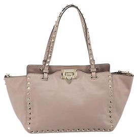 Borsa Tote Rockstud in pelle morbida media Valentino Garavani Rosa