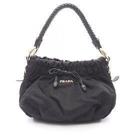 Borsa a Spalla Prada TESSUTO BOW Nero