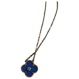 Collar Van Cleef & Arpels Alhambra Oro Amarillo Azul y Diamante Azul