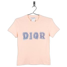 Camiseta de denim estampada 'Dior' por Galliano SS03 Rosa
