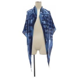Hermès FAUBOURG EN PERSPECTIVE Rosange GM Sciarpa Blu Blu navy