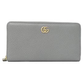 Cartera larga bi-fold Gucci en cuero gris Castaño