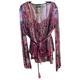 Blusa Sportmax Code con estampado floral y perlas 100% SEDA PURA modelo amplio con top extraíble adornado con perlas de bronce Rosa Blanco Otro Púrpura