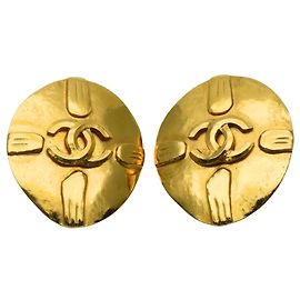 Boucles d'oreilles clips en plaqué or Chanel Coco Mark Doré