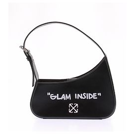 Off White Bolsa de ombro preta em couro Preto