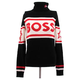 Hugo Boss Schwarzer und roter Rollkragen Schwarz