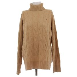 Tommy Hilfiger Rollkragenpullover aus camel-farbenem, gedrehtem Strick aus Wolle Braun