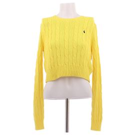 Polo Ralph Lauren Pull crop en maille torsadée jaune Jaune