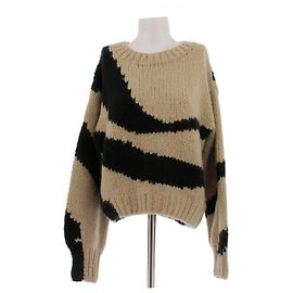 Autre Marque Pull en maille marron et noir avec laine Marron