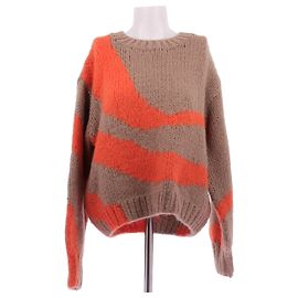 Autre Marque Pull en maille marron et orange Marron