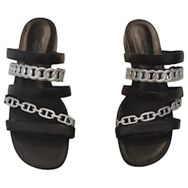 Hermès Leather Mules Black Black