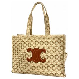 Céline Celine Triomphe Canvas Tote Bag Beige