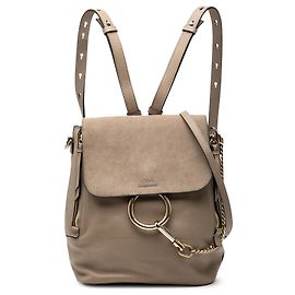 Chloé Brown Medium Calfskin and Suede Faye Backpack Brown Taupe