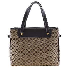 Céline Celine Brown Macadam Coated Canvas Tote Brown Beige