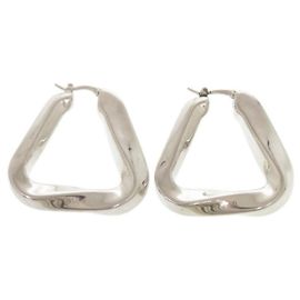 Brincos de argola triangular torcido em prata Bottega Veneta Prata