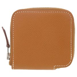 Hermès Azap Silkin kompaktes Mini-Münzgeldbörse Braun
