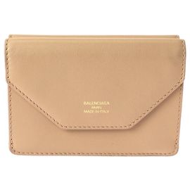 Balenciaga Beige Leather Compact Wallet Beige