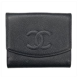 Chanel Coco Mark Double-Hook Bifold Wallet Black