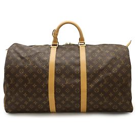 Louis Vuitton Monogram Keepall 55 Boston Bag Brown