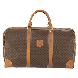 Céline Bolsa Boston Macadam Vintage Celine em lona e couro Marrom