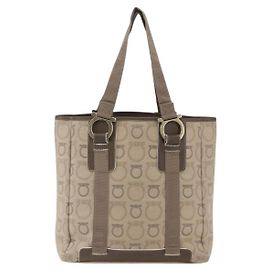 Salvatore Ferragamo Gancini Tote Gancini Canvas Medium Beige