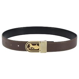 Céline Celine Belt Leather with Metal Thin Brown