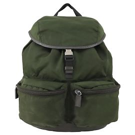 Prada Rucksack mit doppelter Fronttasche Tessuto mittel Khaki