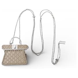 NEUER FENDI PEEKABOO ISEEU MINIATUR TASCHEN CHARME AUS PYTHONLEDER Beige