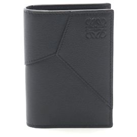 Tarjetero bifold de cuero Loewe Puzzle Negro
