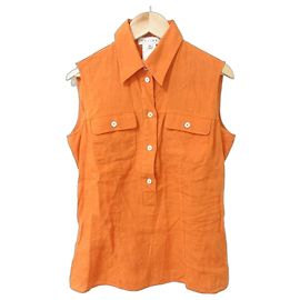 Céline Ärmelloses Pulloverhemd aus 100 % Leinen von Celine Orange